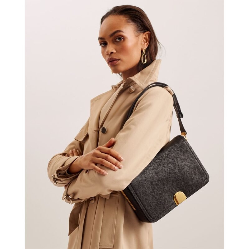 IMIELLY Lock Detail Baguette Shoulder Bag