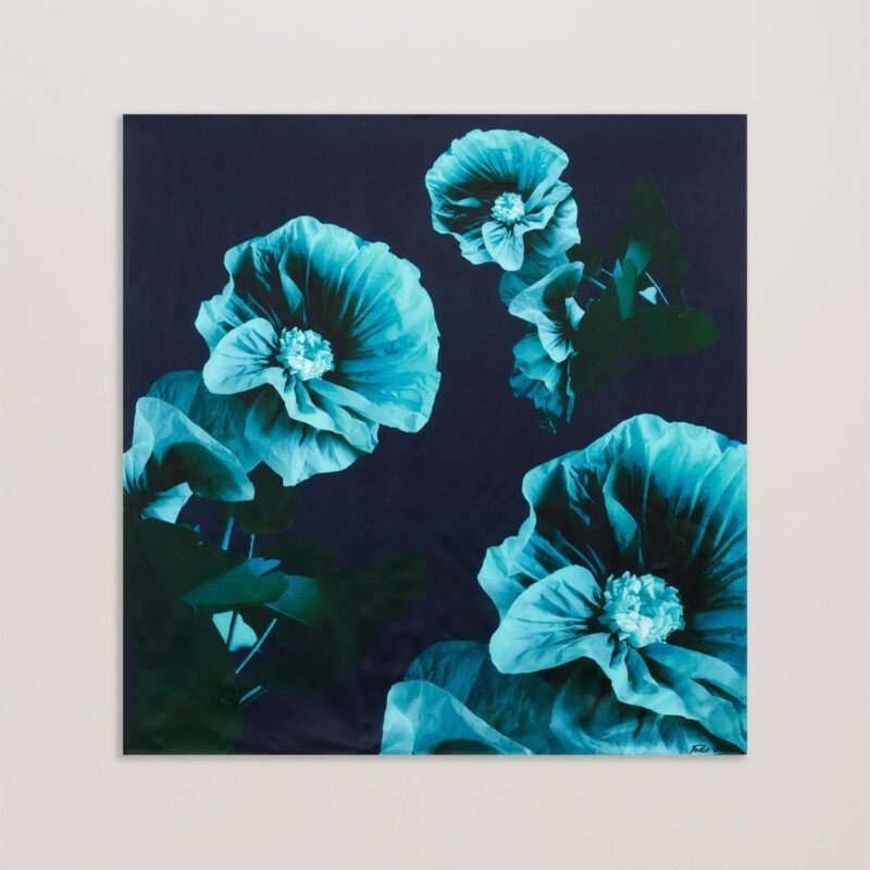 ABBIEAI Floral Printed Silk Scarf