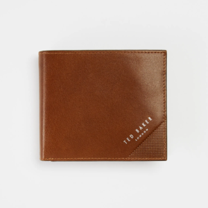 PRUGS Embossed Corner Leather Bifold Coin Wallet