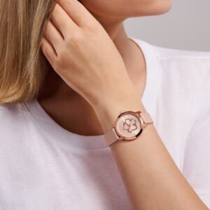 Fleure Pink Leather Wrist Watch