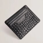 KEIGAN Croc Effect Leather Belt & Cardholder Set