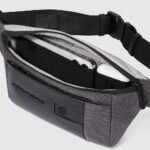 Bum bag in fabric and leather with RFID