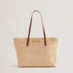 EDANES Raffia Zip Top Tote Bag
