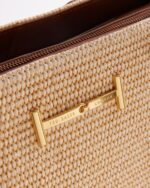 EDANES Raffia Zip Top Tote Bag
