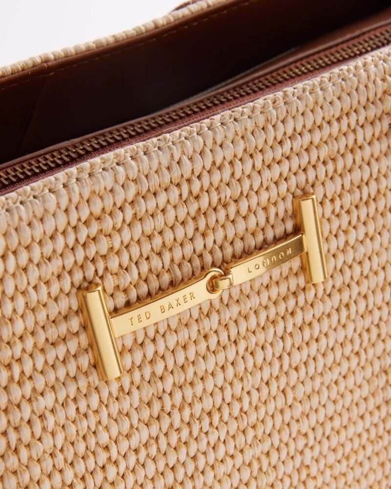 EDANES Raffia Zip Top Tote Bag
