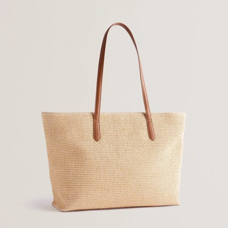 EDANES Raffia Zip Top Tote Bag