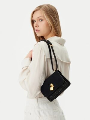 REEGENT Padlock Detail Rattan Xbody Bag