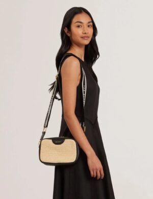BARDAS Webbing Raffia Camera Crossbody Bag