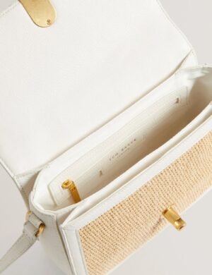 KKASSIA Raffia Twist Lock Crossbody Satchel Bag