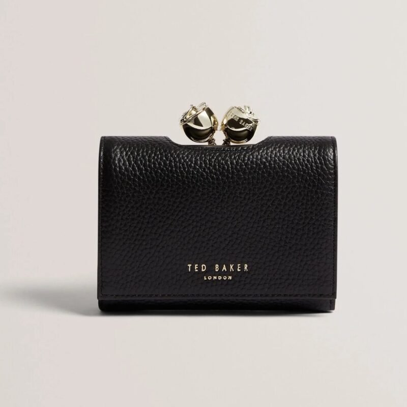 ROOSA Rose Clasp Small Trifold Leather Purse