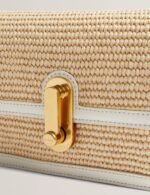 KKASSIE Twist Lock Detail Raffia Crossbody Bag