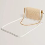 KKASSIE Twist Lock Detail Raffia Crossbody Bag