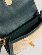 KKASSIE Twist Lock Detail Raffia Crossbody Bag