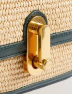 KKASSIE Twist Lock Detail Raffia Crossbody Bag