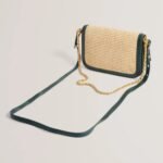 KKASSIE Twist Lock Detail Raffia Crossbody Bag