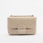 Shoulder bag with all-over logo and gold shoulder