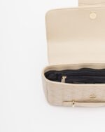 Shoulder bag with all-over logo and gold shoulder
