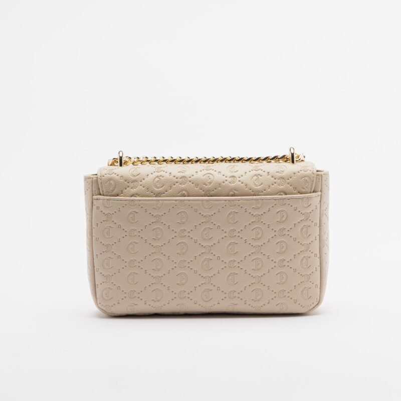 Shoulder bag with all-over logo and gold shoulder