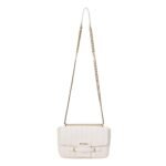 Shoulder bag with all-over logo and gold shoulder