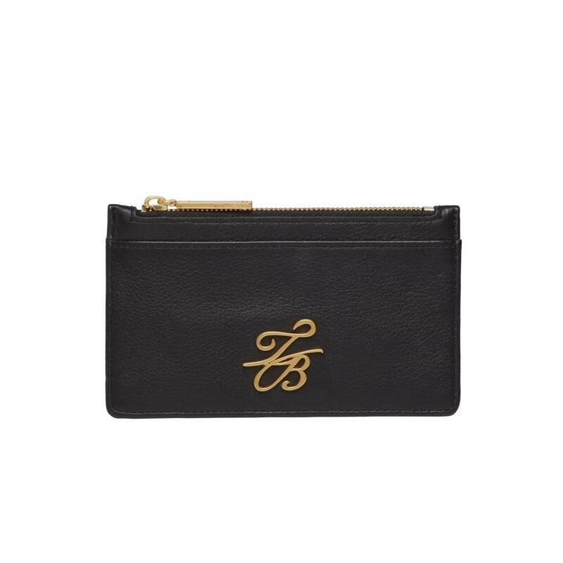 MARLEAH TB Logo Leather Zip Card Holder