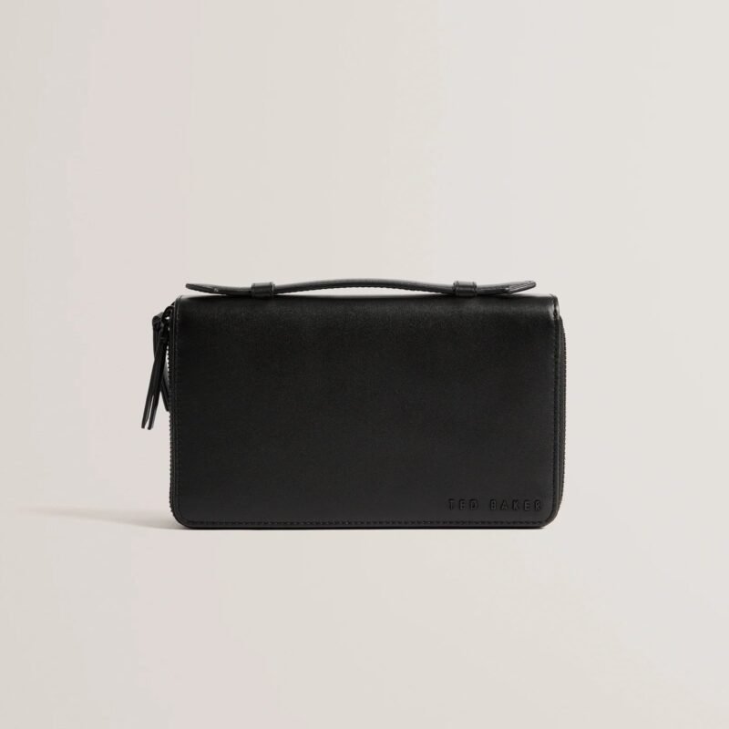 CARRLO Double zip leather travel pouch
