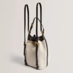 TASHAH Belt Detail Canvas Herringbone Backpack