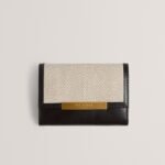 TASHI Herringbone Canvas Small Bar Detail Purse