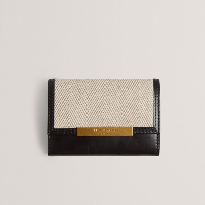 TASHI Herringbone Canvas Small Bar Detail Purse