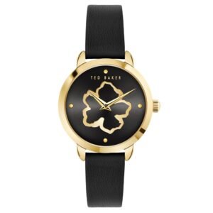 Fleure Black Leather Wrist Watch