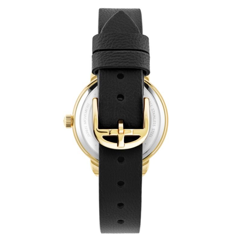 Fleure Black Leather Wrist Watch