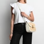 KKASSIA Raffia Twist Lock Crossbody Satchel Bag