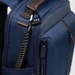 Travel laptop backpack 14" in recycled fabric and leather