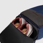 Travel laptop backpack 14" in recycled fabric and leather