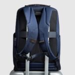 Travel laptop backpack 14" in recycled fabric and leather