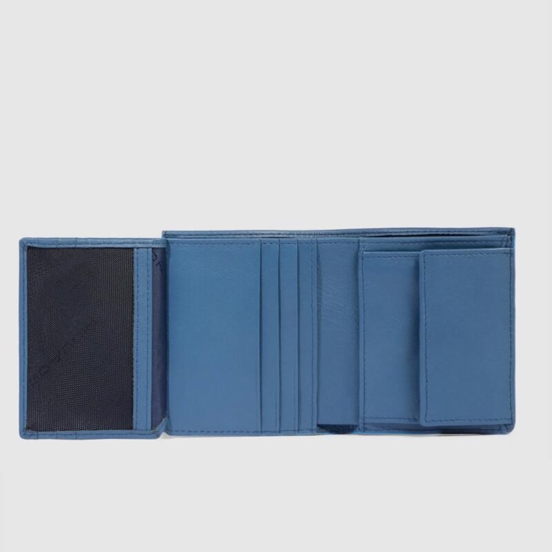Vertical wallet with coin pocket