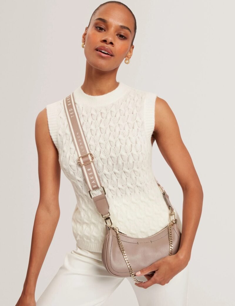 LAARNA Webbing Strap Leather Shoulder Bag Small