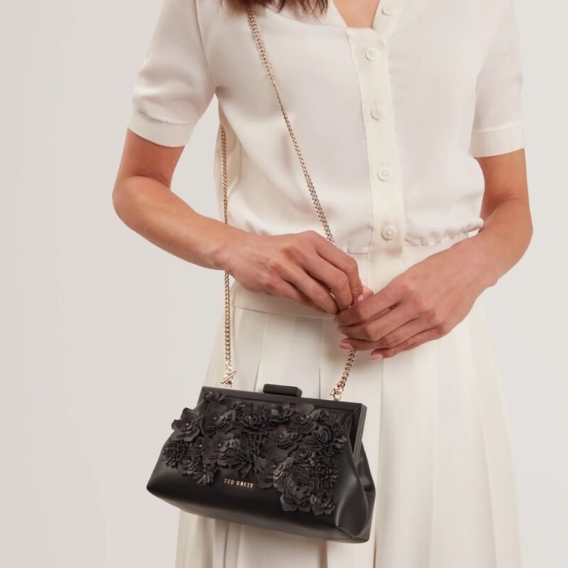 FIORELL Flower 3D Applique Clutch Bag