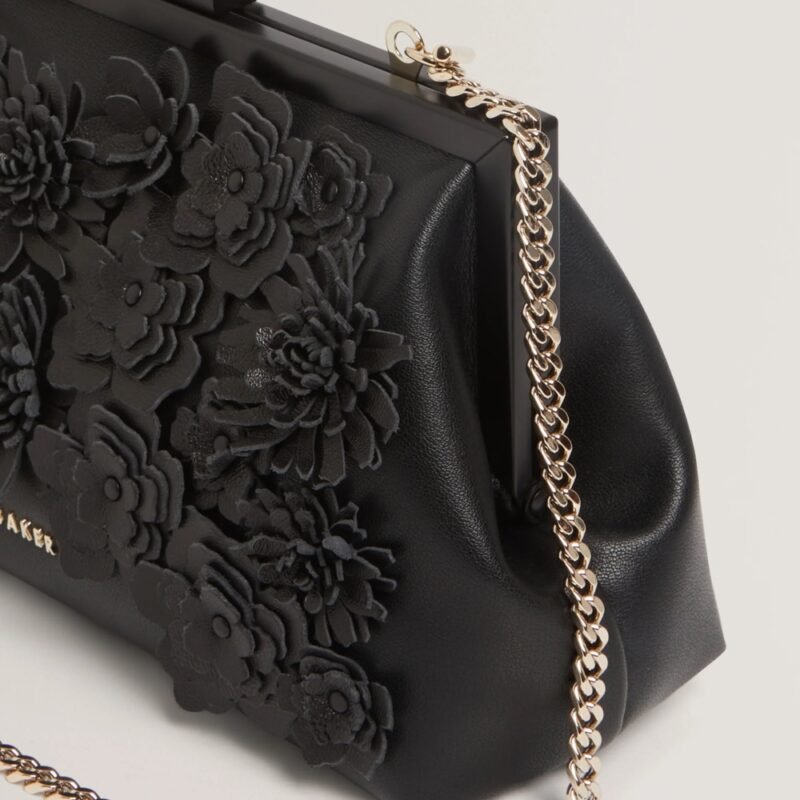 FIORELL Flower 3D Applique Clutch Bag