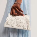 FIORELL Flower 3D Applique Clutch Bag