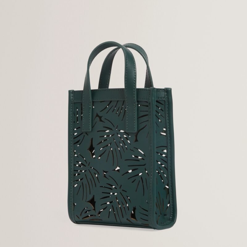 LEEORA Laser Cut Leaf Detail Mini Tote Bag