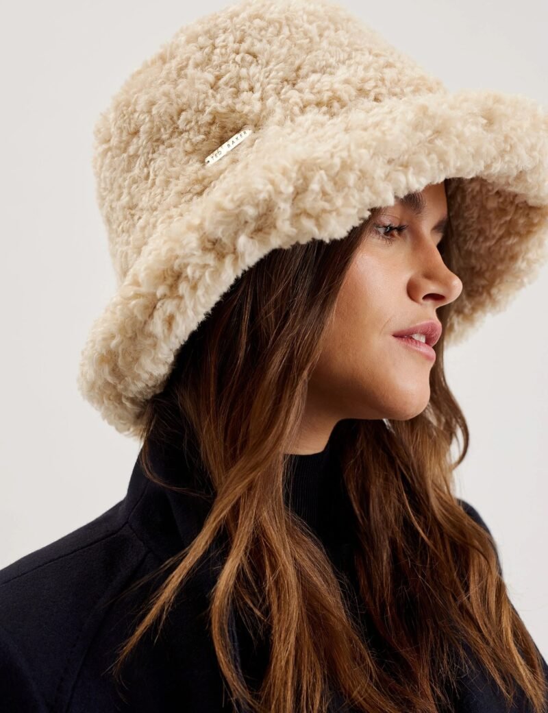 FLUFFYI Shearling Wide Brim Bucket Hat