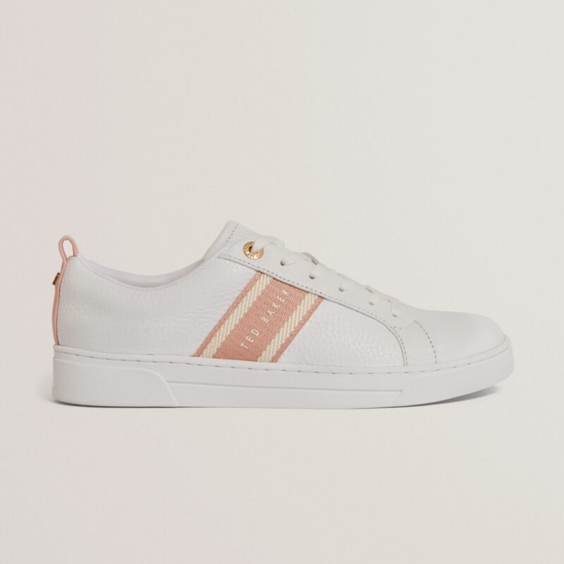 BAILLY Webbing Stripe Lace-Up Leather Trainers