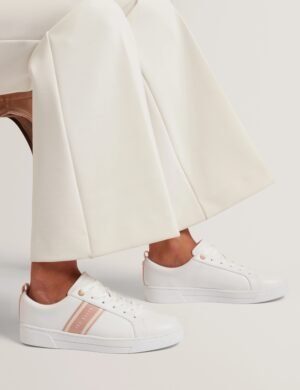 BAILLY Webbing Stripe Lace-Up Leather Trainers