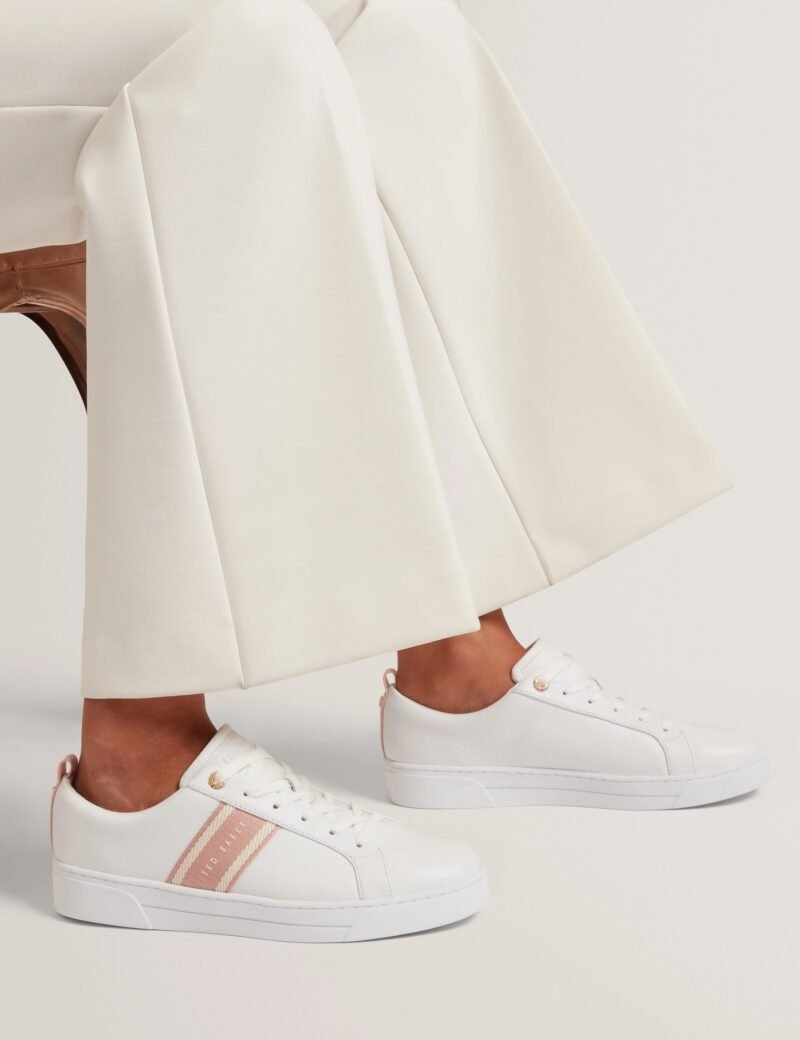 BAILLY Webbing Stripe Lace-Up Leather Trainers