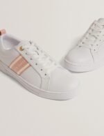 BAILLY Webbing Stripe Lace-Up Leather Trainers