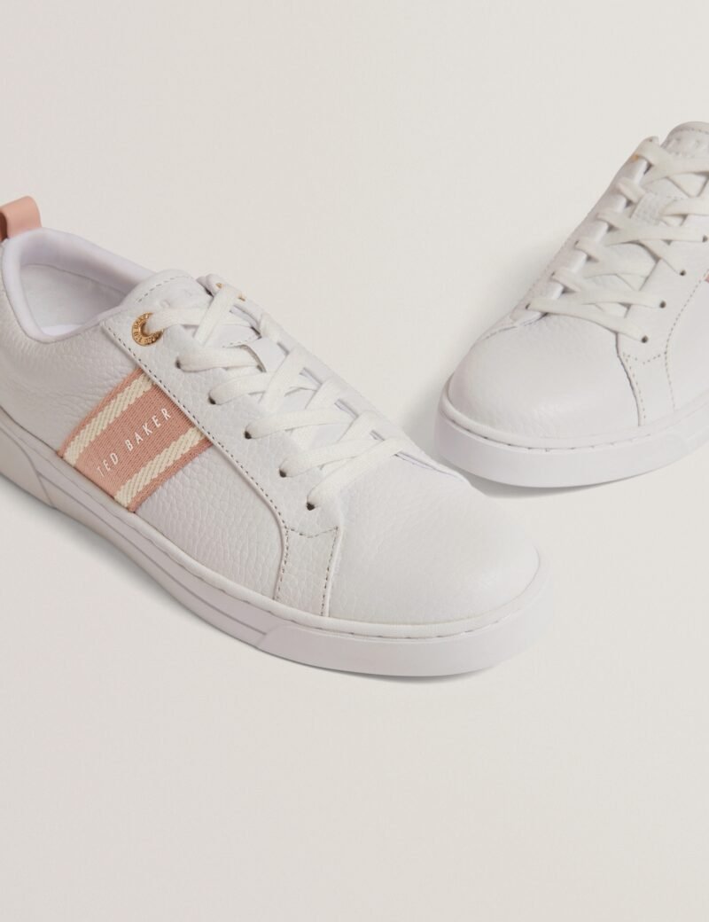 BAILLY Webbing Stripe Lace-Up Leather Trainers