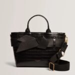 JJOSIA Croc Effect Knot Bow Crossbody Bag