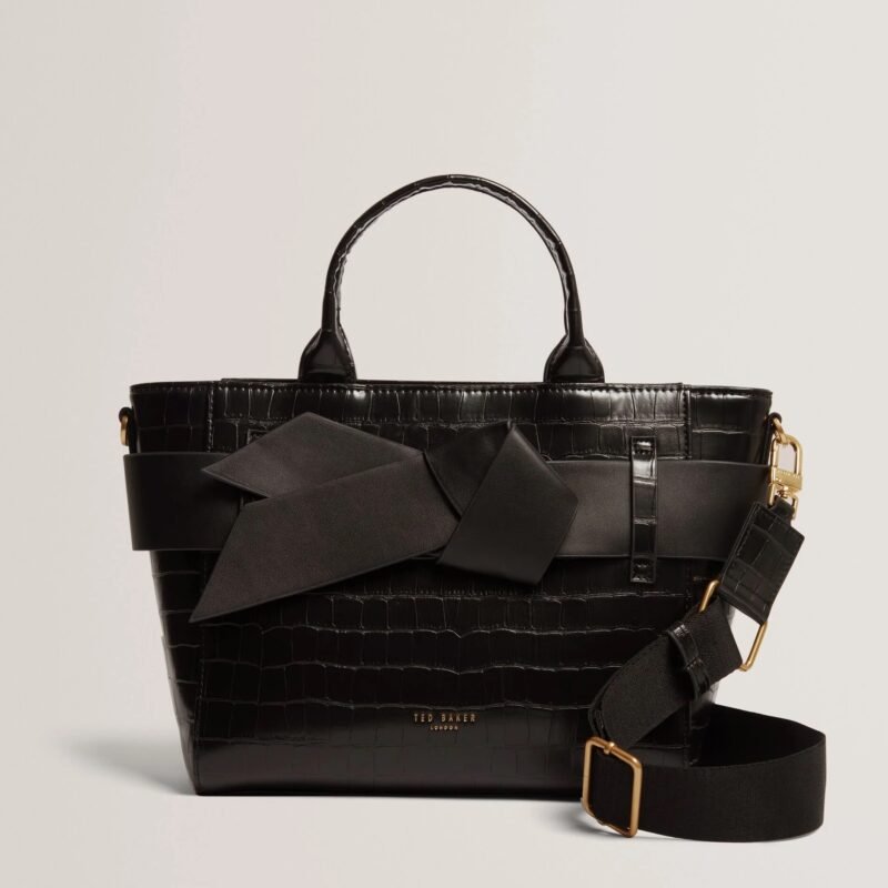 JJOSIA Croc Effect Knot Bow Crossbody Bag