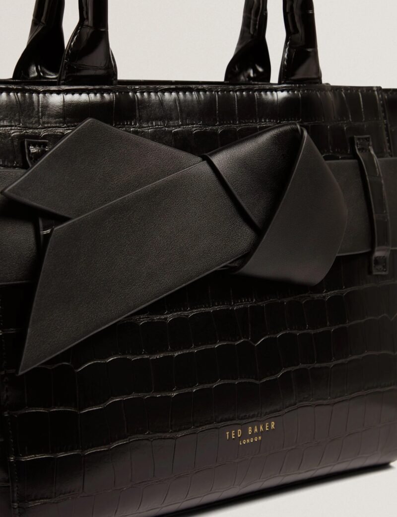 JJOSIA Croc Effect Knot Bow Crossbody Bag