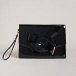 NIKKEY Knot Bow Vinyl Envelope Clutch Bag